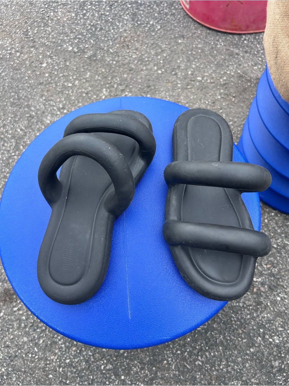 Melissa Black Padded Double-Strap Slide Sandals